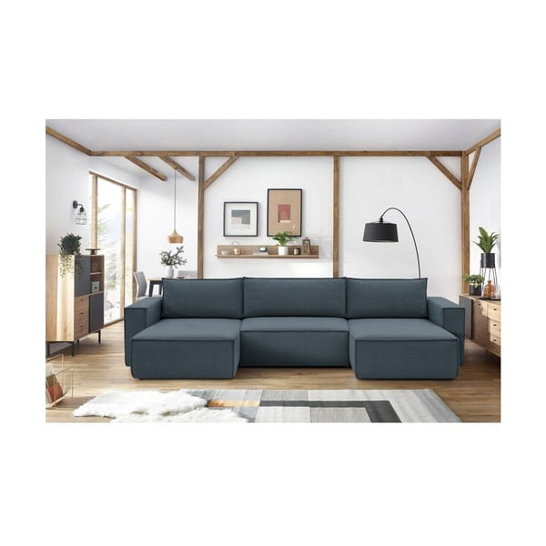 Sötétkék sarokkanapé ("U" alakú) Nihad – Bobochic Paris-image-1