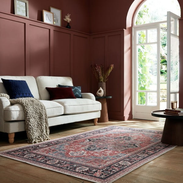 Borvörös mosható szőnyeg újrahasznosított szálkeverékből 160x230 cm Windsor – Flair Rugs-image-1
