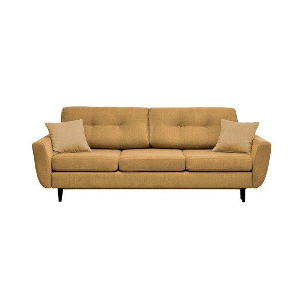 Jasmin sárga 3 személyes kinyitható kanapé fekete lábakkal - Mazzini Sofas-image-3