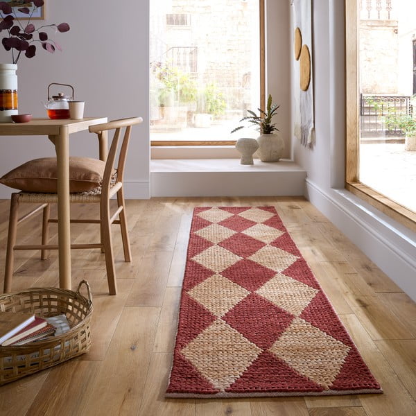 Terrakotta színű kézi szövésű jutakeverék futószőnyeg 80x230 cm Effie Diamond – Flair Rugs-image-1