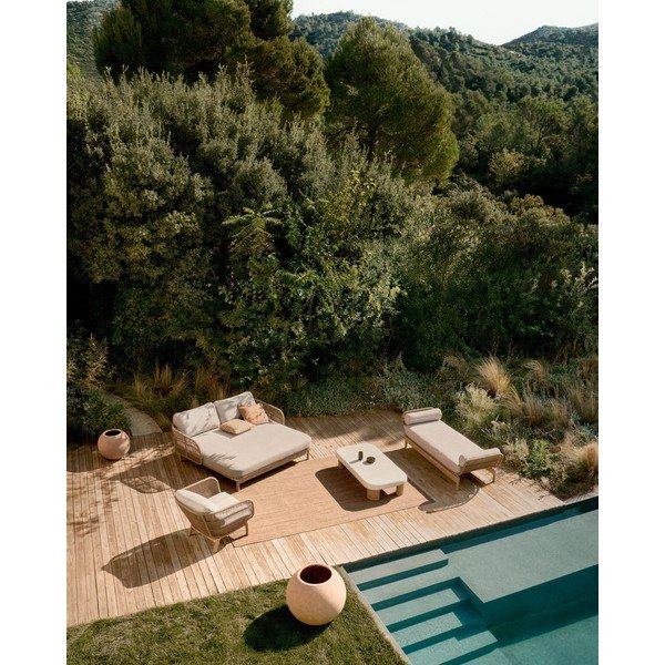 Bézs fém-párnázott kerti fotel Catalina – Kave Home-image-2