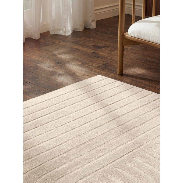 Krémszínű kézi szövésű gyapjú szőnyeg 80x150 cm Arcura – Vikosa-image-3