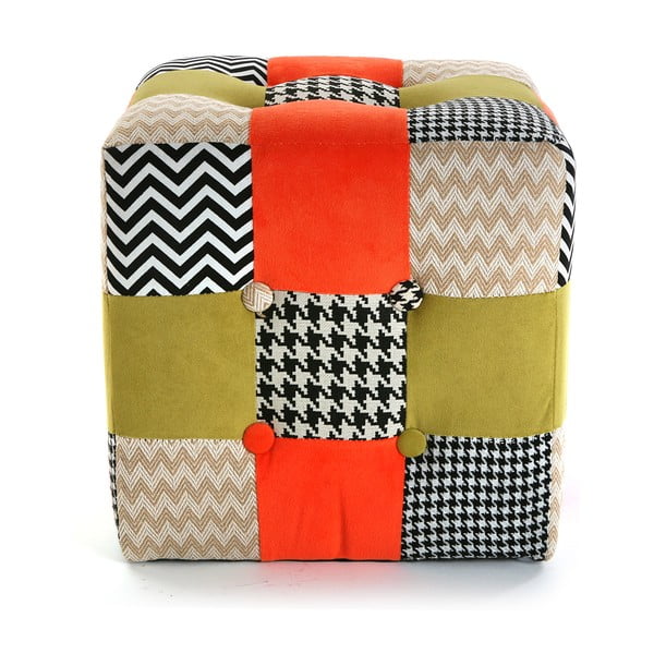 Red Patchwork puff - Versa-image-1
