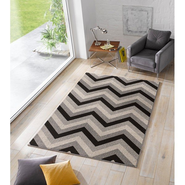 Chateau Chevron fekete szőnyeg, 70 x 140 cm-image-1