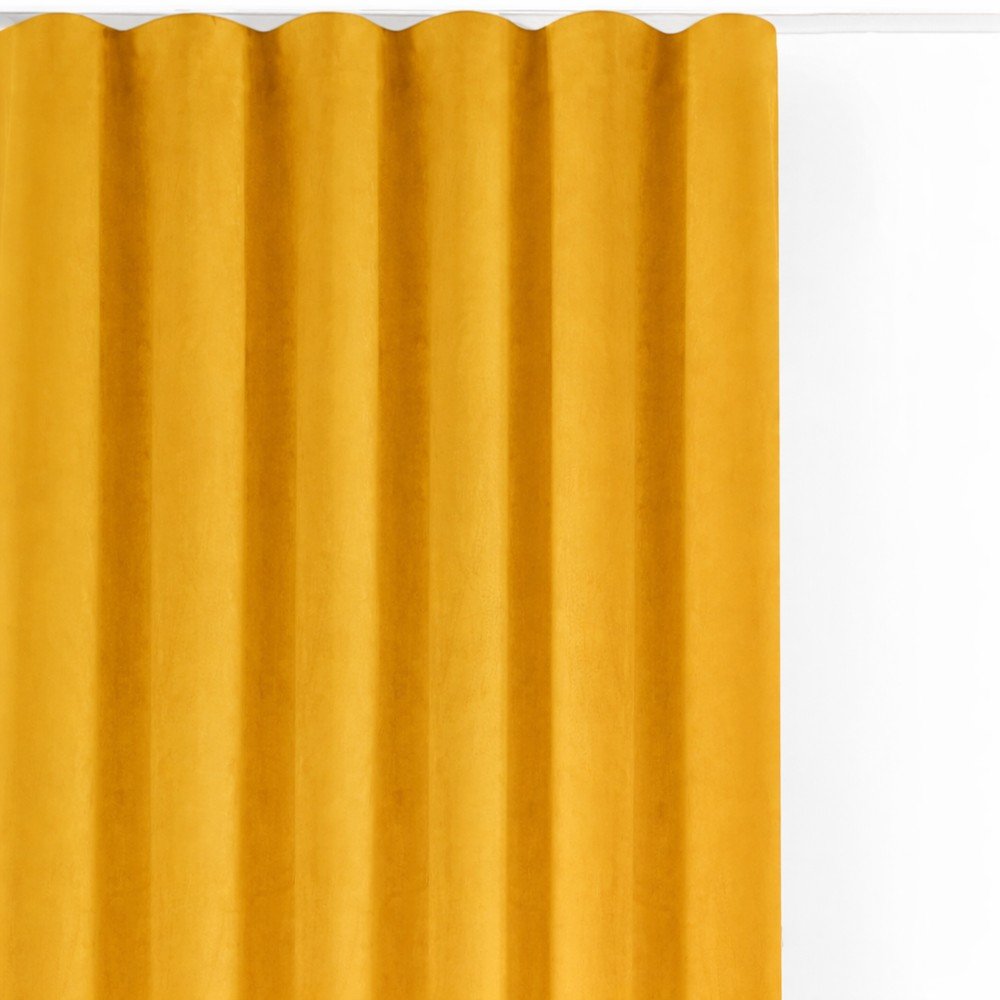 Mustársárga bársony dimout (részleges sötétítő) függöny 265x250 cm Velto Filumi