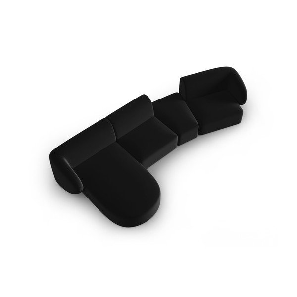 Fekete bársony sarokkanapé (bal oldali-heverő résszel) Paolo – Milo Casa-image-1