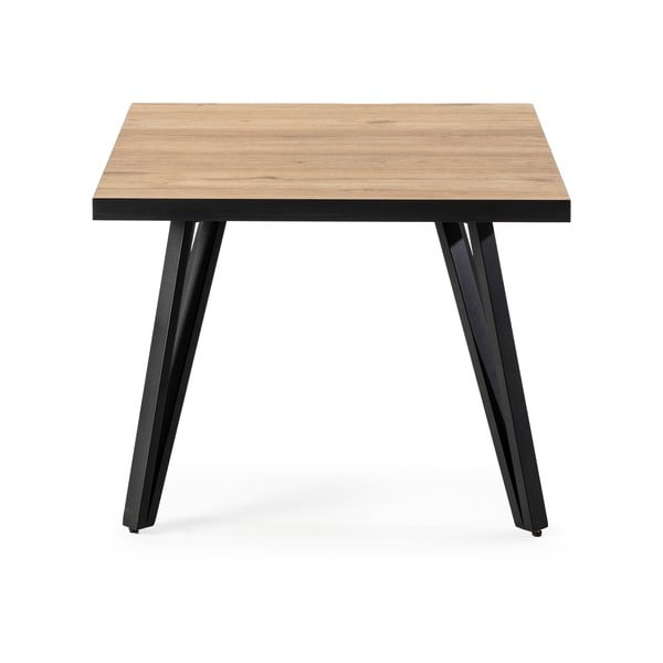 Fekete-natúr színű dohányzóasztal tölgyfa dekoros asztallappal 60x60 cm Sindi – Marckeric-image-2