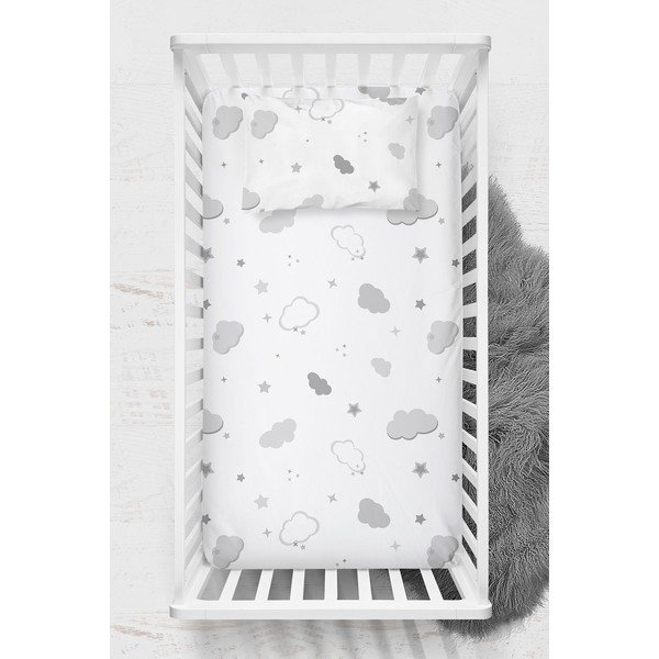 Fehér gumis renforcé pamut gyerek lepedő babaágyhoz 70x120 cm Bulut – Mijolnir-image-1
