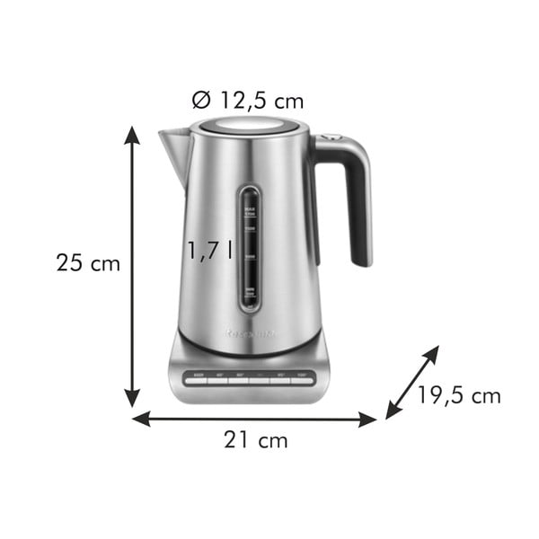 Ezüstszínű rozsdamentes acél vízforraló 1.7 l President – Tescoma-image-3