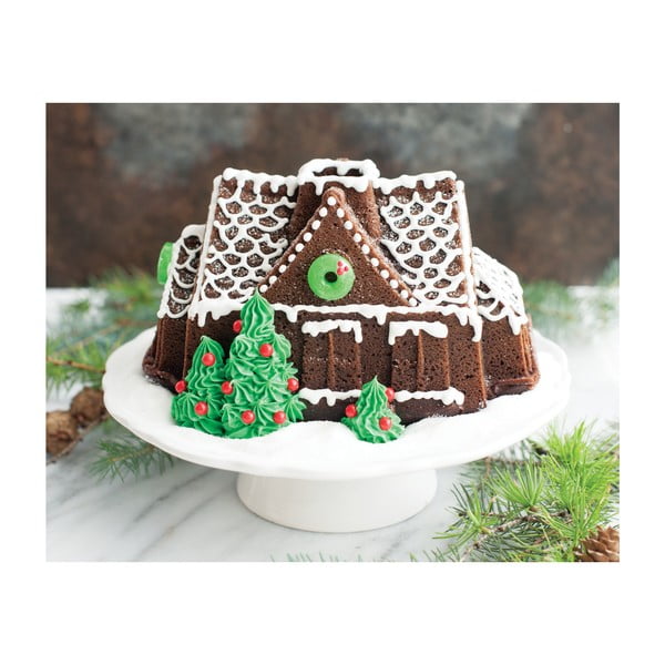 Gingerbread House ezüstszínű sütőforma, 2,1 l - Nordic Ware-image-3
