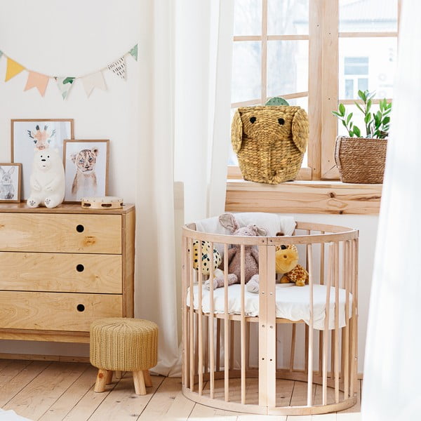 Natúr színű vízijácint játéktároló kosár ø 30x35 cm Elephant – Compactor-image-1