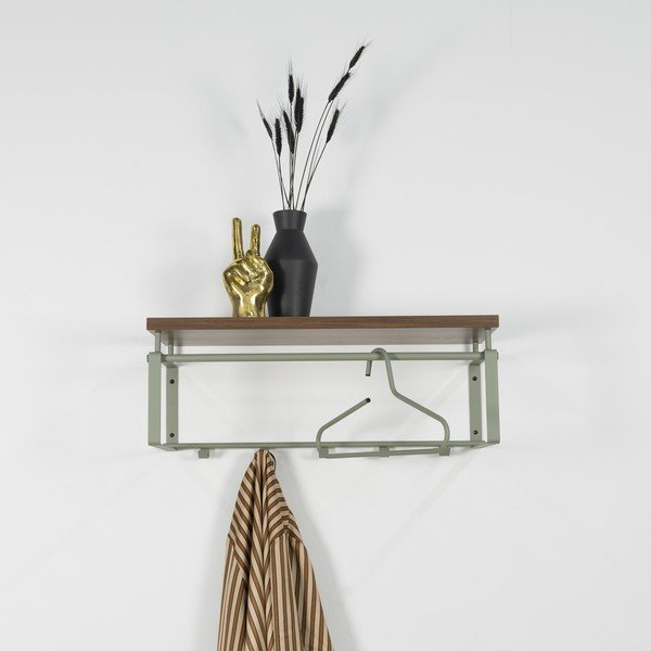 Barna-szürkészöld fém fali fogas polccal 70 cm Rex – Spinder Design-image-1