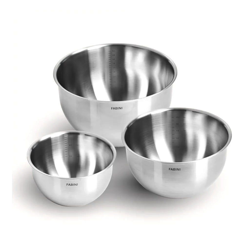 Ezüstszínű rozsdamentes acél tál szett 3 db-os ø 24 cm Lucca 3.0 FABINI