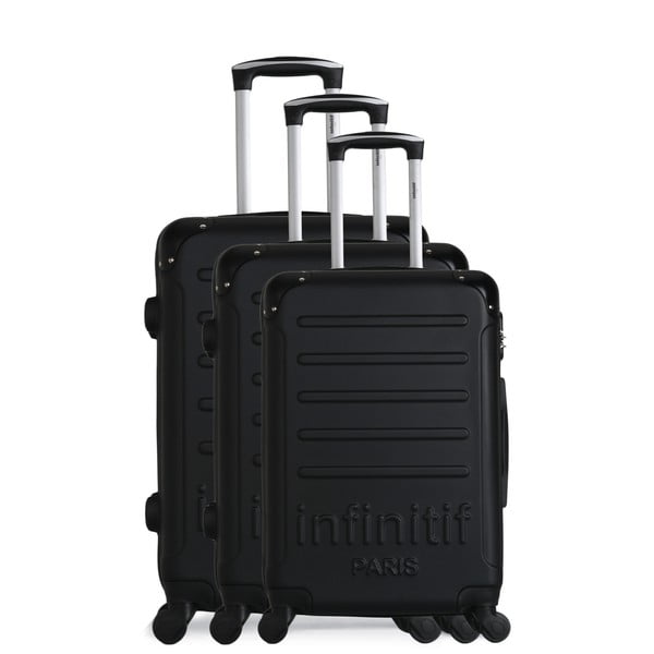Horten-A 3 db-os fekete gurulós bőrönd szett - Infinitif