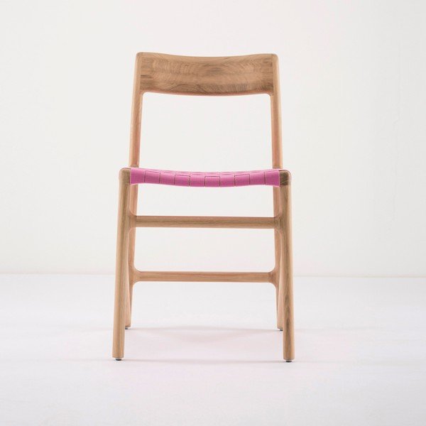 Fawn étkezőszék tömör tölgyfából, rózsaszín ülőrésszel - Gazzda-image-4