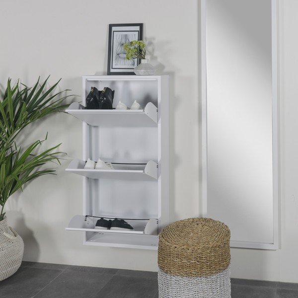 Fehér fém billenő ajtós cipőtartó 50x103x15 cm Billy – Spinder Design-image-1