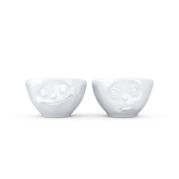 2 db fehér 'boldog' porcelán tálka, 100 ml - 58products