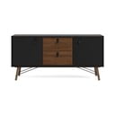 Fekete komód diófa dekorral 150x72x40 cm Ry – Tvilum