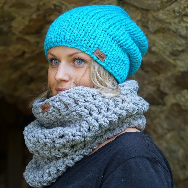 Blue Beanie kézzel horgolt sapka - DOKE-image-2