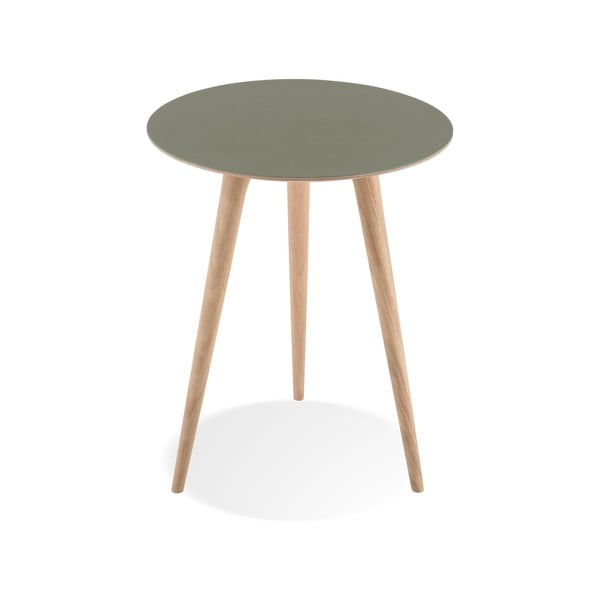 Arp tölgyfa tárolóasztal zöld asztallappal, ⌀ 45 cm - Gazzda