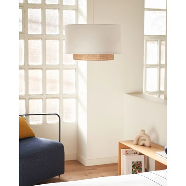 Fehér-natúr színű textil lámpabúra ø 40 cm Erna – Kave Home-image-2