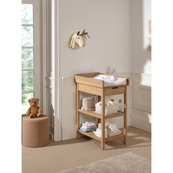 Natúr színű tölgyfa pelenkázó asztal pelenkázó feltéttel Forrest – Vipack-image-1