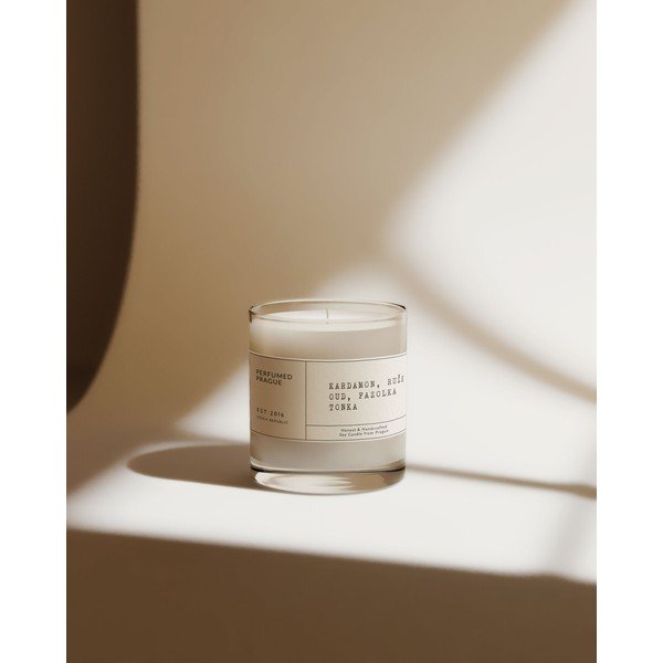 Illatos szójaviasz gyertya égési idő 40 ó #83 Cardamom, Rose, Oud, Tonka – Perfumed Prague