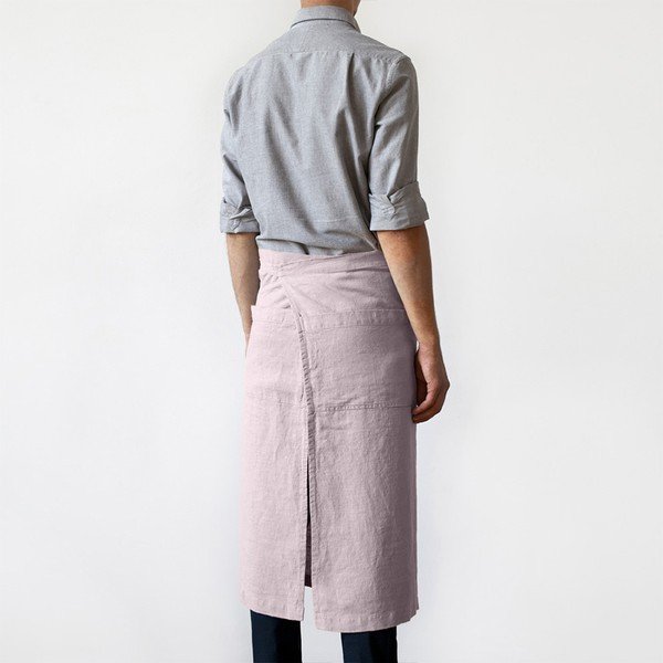 Chef világos rózsaszín vászonkötény, hosszúság 76 cm - Linen Tales-image-1