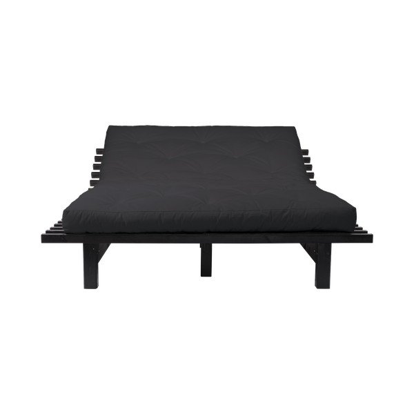 Blues Double Latex Black/Black borovi fenyőfa franciaágy matraccal, 140 x 200 cm - Karup Design-image-1