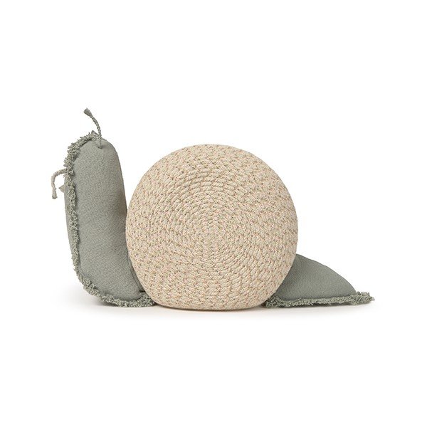 Krémszínű-zsályaszínű textil játéktároló kosár 60x24x30 cm Big Snail – Lorena Canals