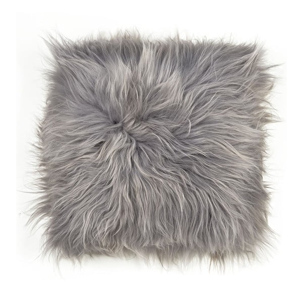 Gris szürke hosszú szálas szőrme ülőpárna, 37 x 37 cm - Arctic Fur