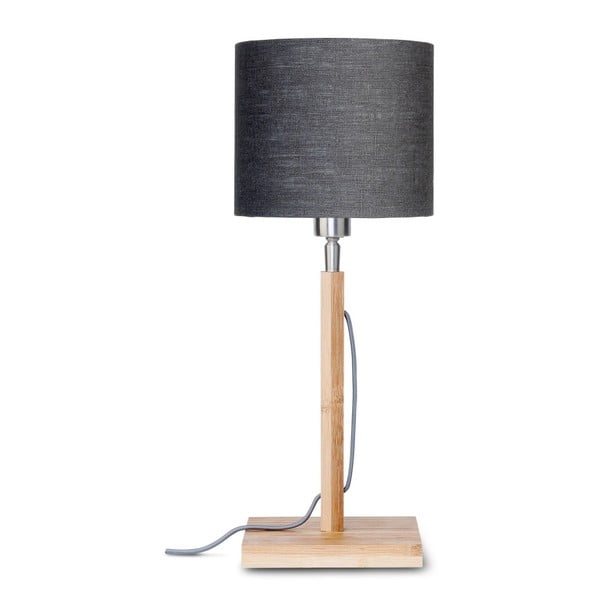 Fuji asztali lámpa sötétszürke búrával és bambusz lámpatesttel - Good&Mojo