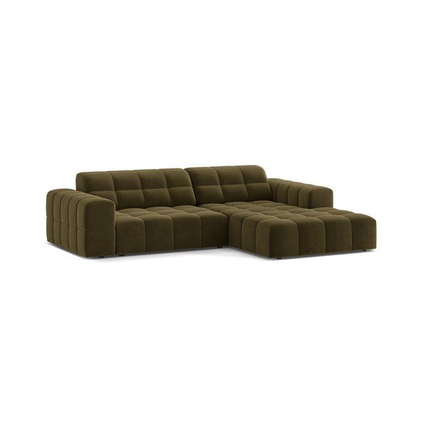 Khaki bársony sarokkanapé (jobb oldali-heverő résszel) Chicago – Cosmopolitan Design-image-1