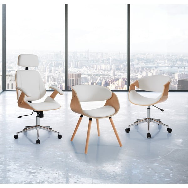 Fehér-natúr színű bőrutánzat irodai szék Visby – Tomasucci-image-1