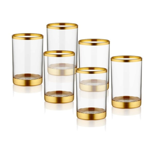 Glam 6 részes likőrös pohár szett arany díszítéssel - The Mia