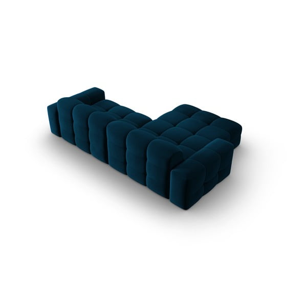 Sötétkék bársony sarokkanapé (bal oldali) Kendal – Micadoni Home-image-4