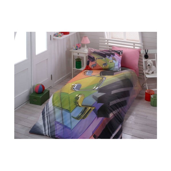 Melody pamut puplin ágyneműhuzat-garnitúra lepedővel egyszemélyes ágyhoz, 160 x 220 cm