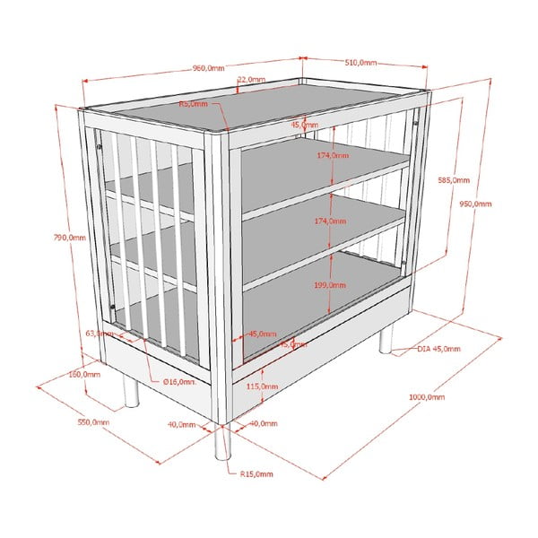 Fehér bükkfa gyerek komód pelenkázó feltéttel 100x95x55 cm Forrest – Vipack-image-3