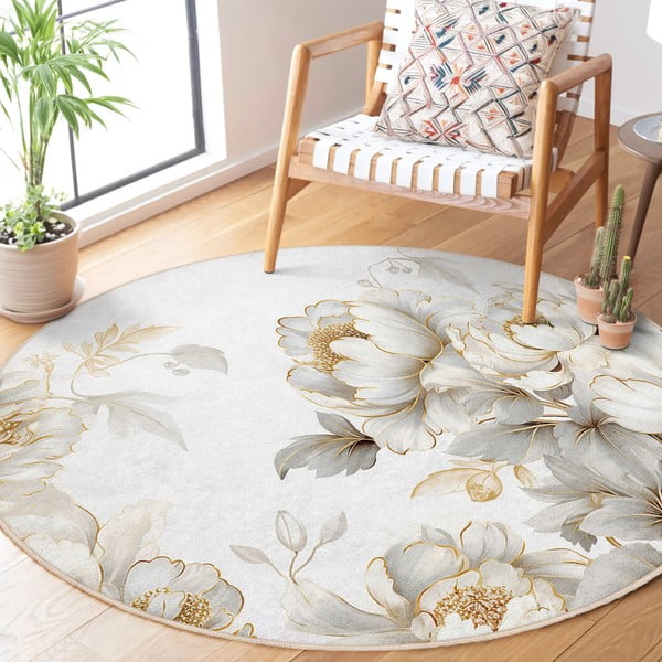 Világosszürke-bézs mosható kerek szőnyeg ø 80 cm Soft and Gentle – Mila Home-image-2