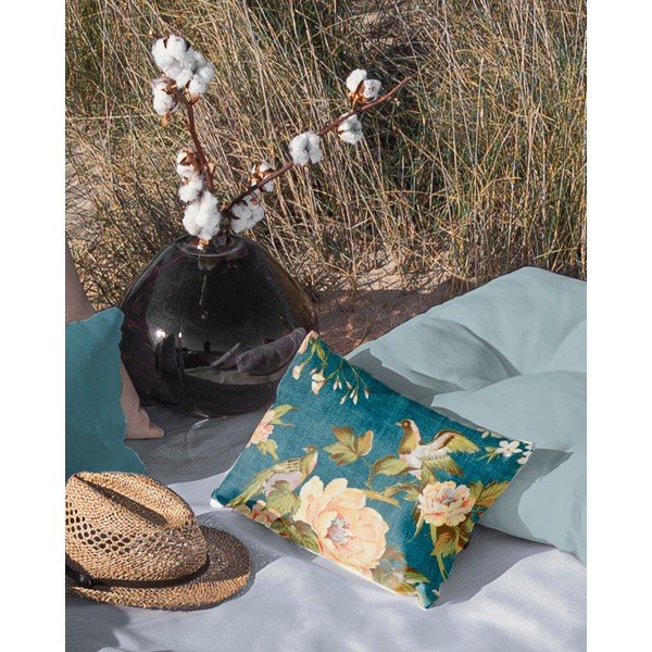 Birds petróleumkék párna, 50 x 35 cm - Tierra Bella-image-1