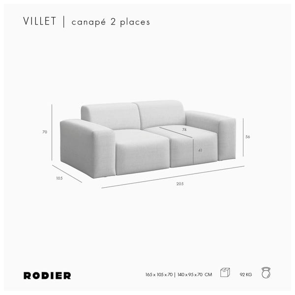 Bézs kanapé 205 cm Villet – Rodier-image-4