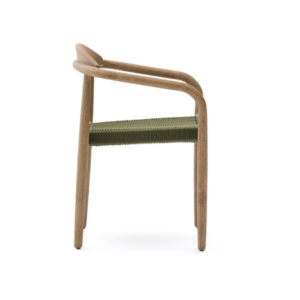 Zöld-natúr színű tömörfa étkezőfotel Nina – Kave Home-image-3