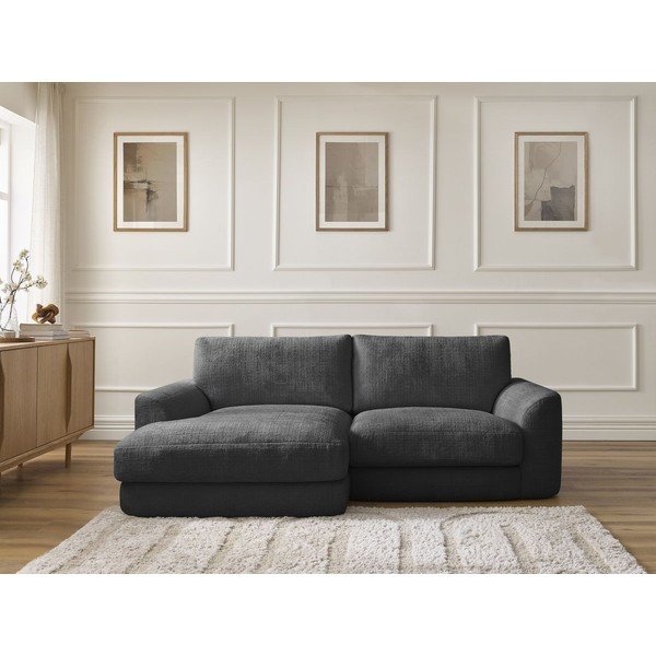 Fekete zsenília sarokkanapé (bal oldali-heverő résszel) Leonore – Bobochic Paris-image-1