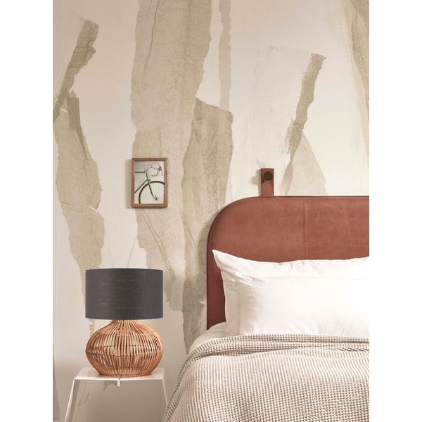 Sötétszürke-natúr színű asztali lámpa textil búrával (magasság 48 cm) Kalahari – Good&Mojo-image-1