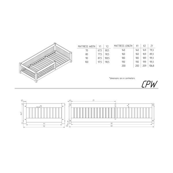 Natúr színű borovi fenyő gyerekágy 90x160 cm Mila CPW – Adeko-image-3