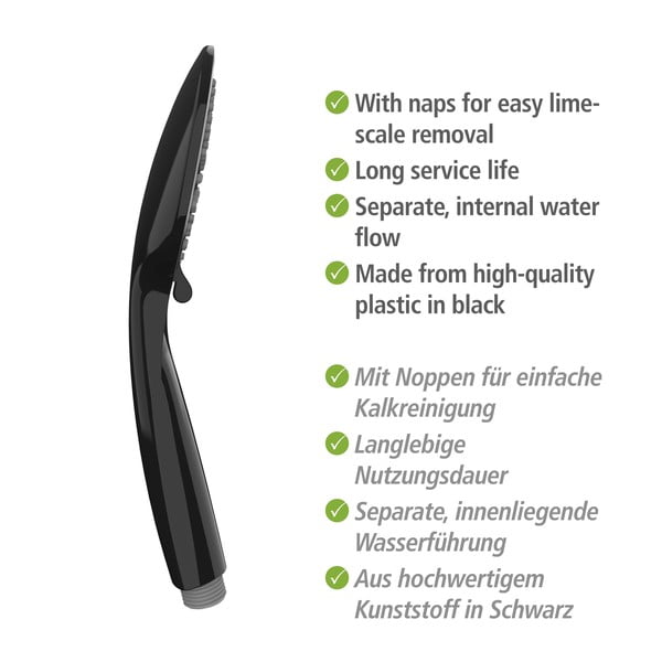 Fekete rozsdamentes acél zuhanyszett 66 cm Young – Wenko-image-4