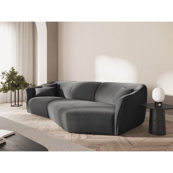 Sötétszürke bársony sarokkanapé Tokyo – Cosmopolitan Design-image-1