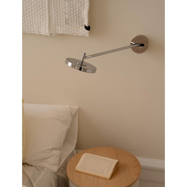 Fényes ezüstszínű konnektorhoz csatlakoztatható LED dimmelhető fali lámpa hajlítható szerkezettel ø 15 cm Asteria Wall Long – UMAGE-image-1