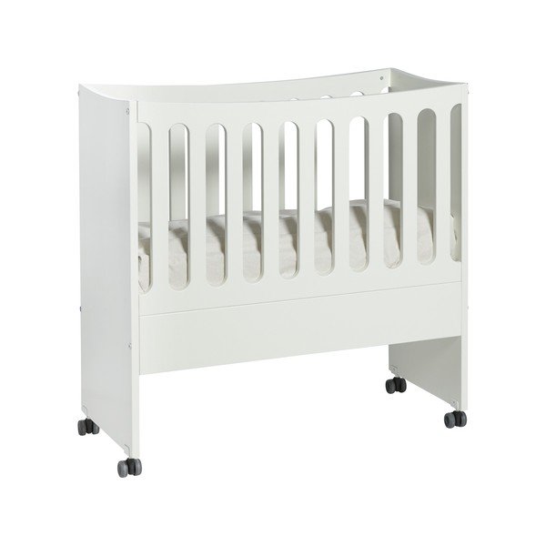 Fehér gurulós kiságy levehető oldalfallal, 89 x 44 cm - Manis-h-image-2