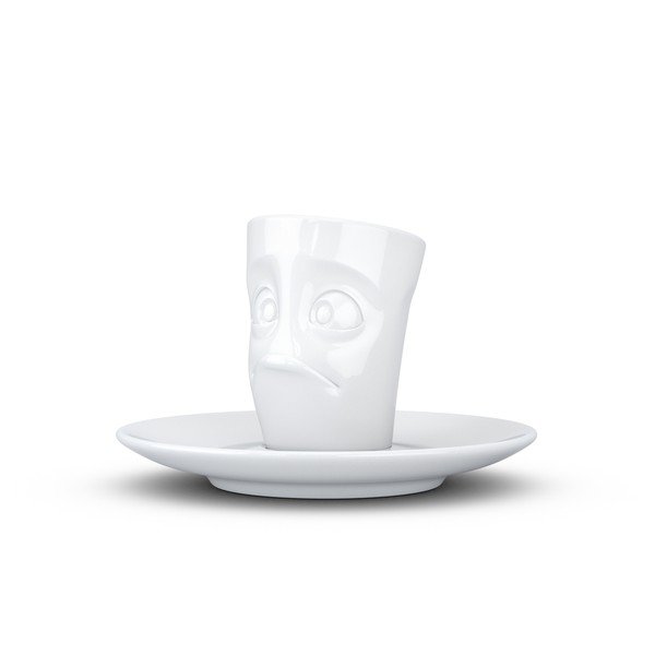 Fehér 'csalódott' porcelán csésze és alátét, 80 ml - 58products-image-2